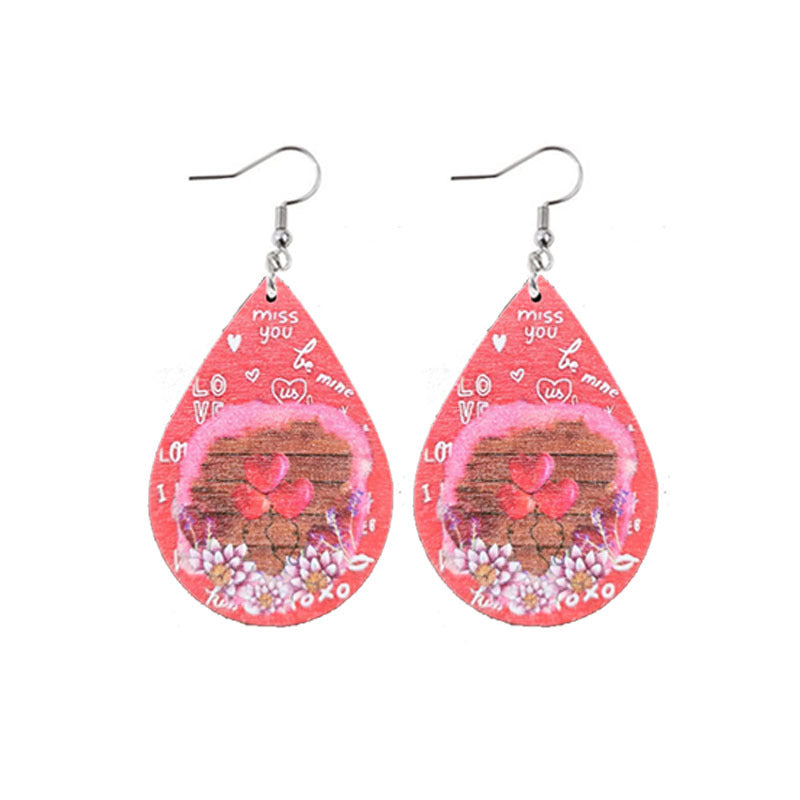Wholesale Valentine's Day Love Wooden Earrings